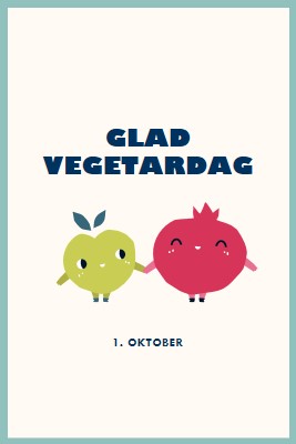 Glad vegetardag white whimsical-line