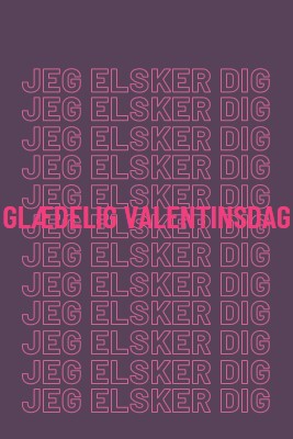 Jeg elsker dig, Valentine purple modern-bold