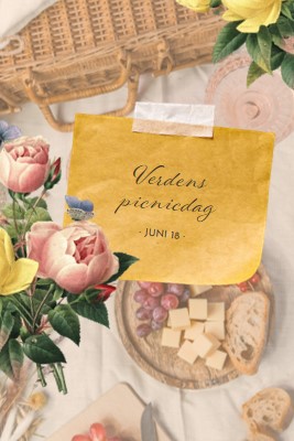 Verdens picnicdag yellow vintage-botanical