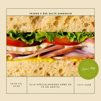 Vores mest populære sandwich er 5 yellow simple,line,clean