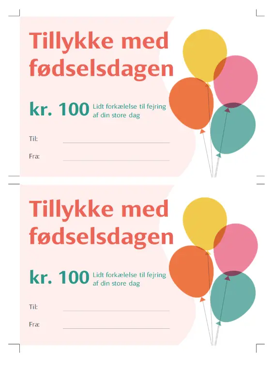 Fødselsdagsgavekort med balloner  orange modern-simple