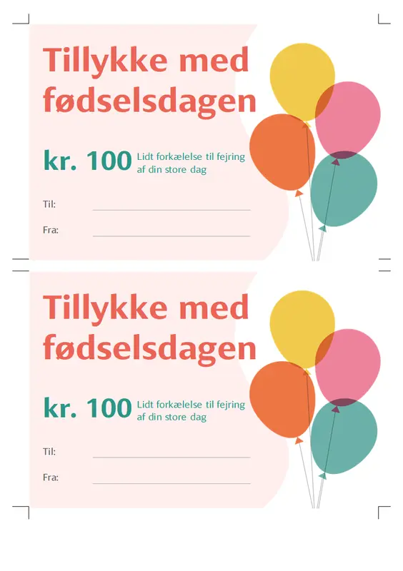 Fødselsdagsgavekort med balloner  modern-simple