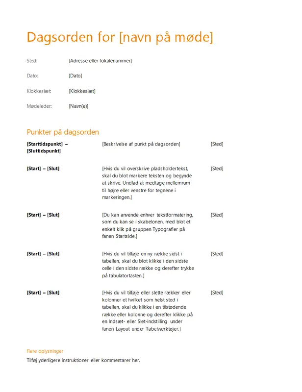 Dagsorden for forretningsmøde (orange design) modern simple