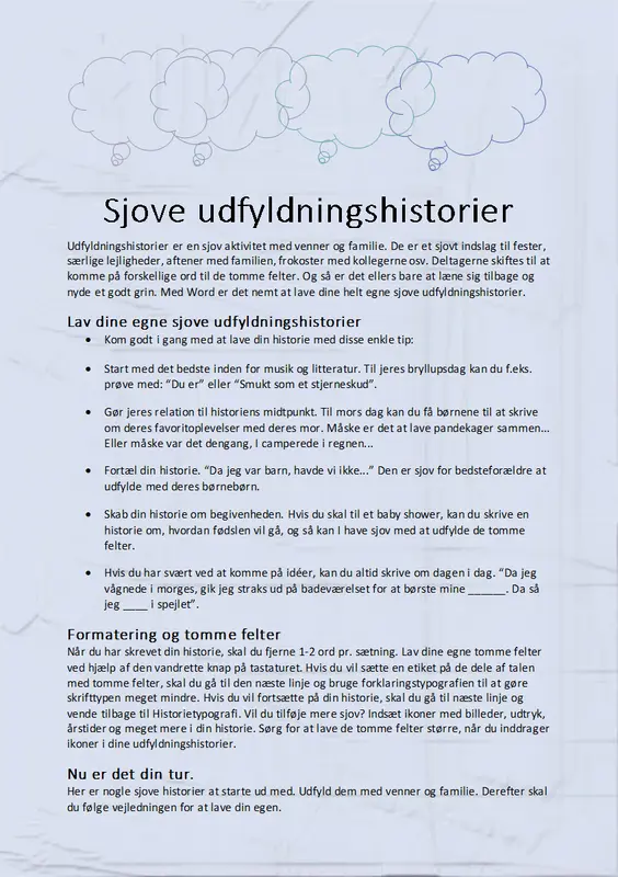 Sjov udfyldningshistorie modern simple