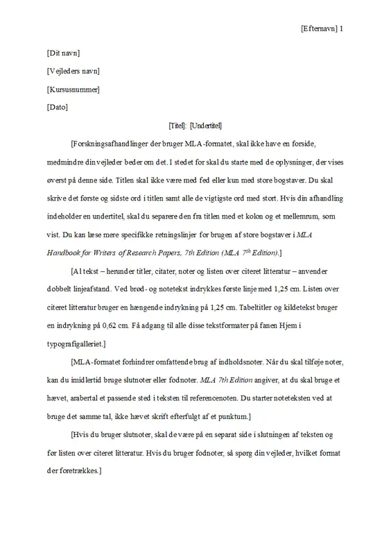 Opgave i MLA-format