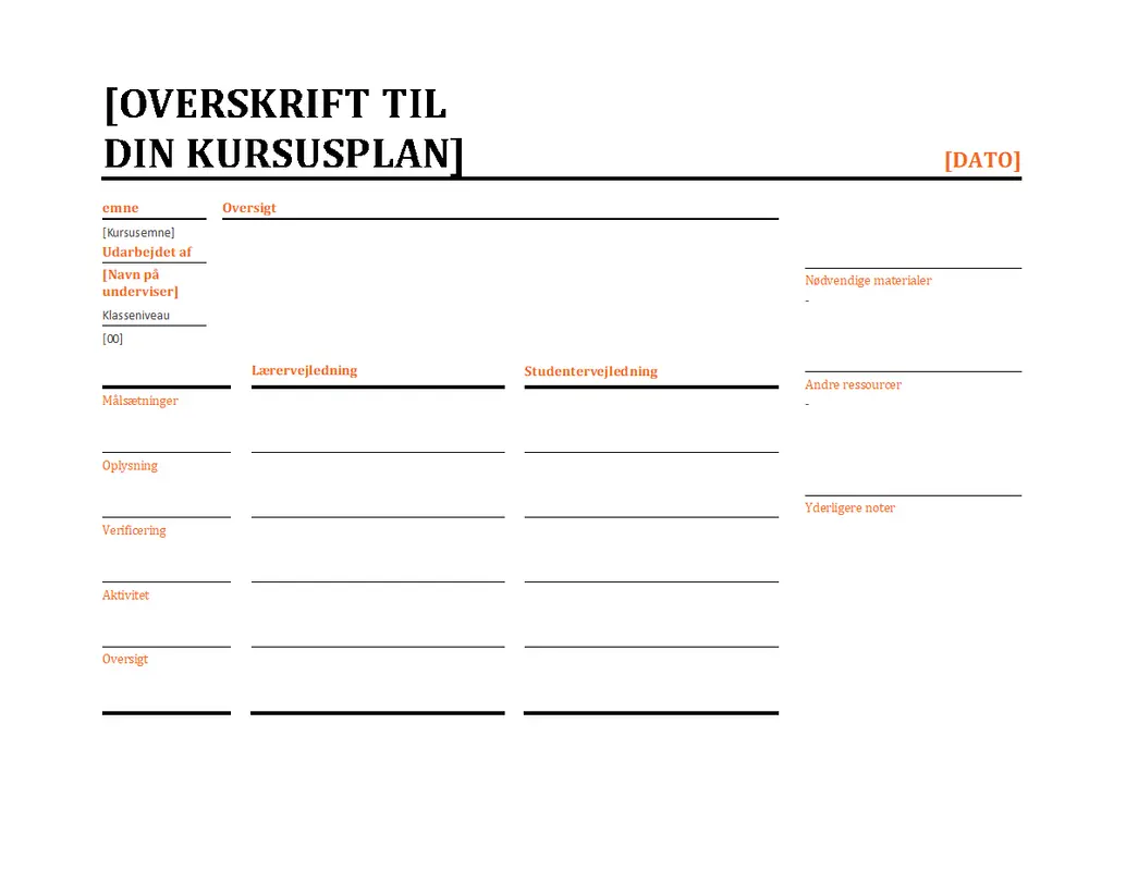 Daglig lektionsplan