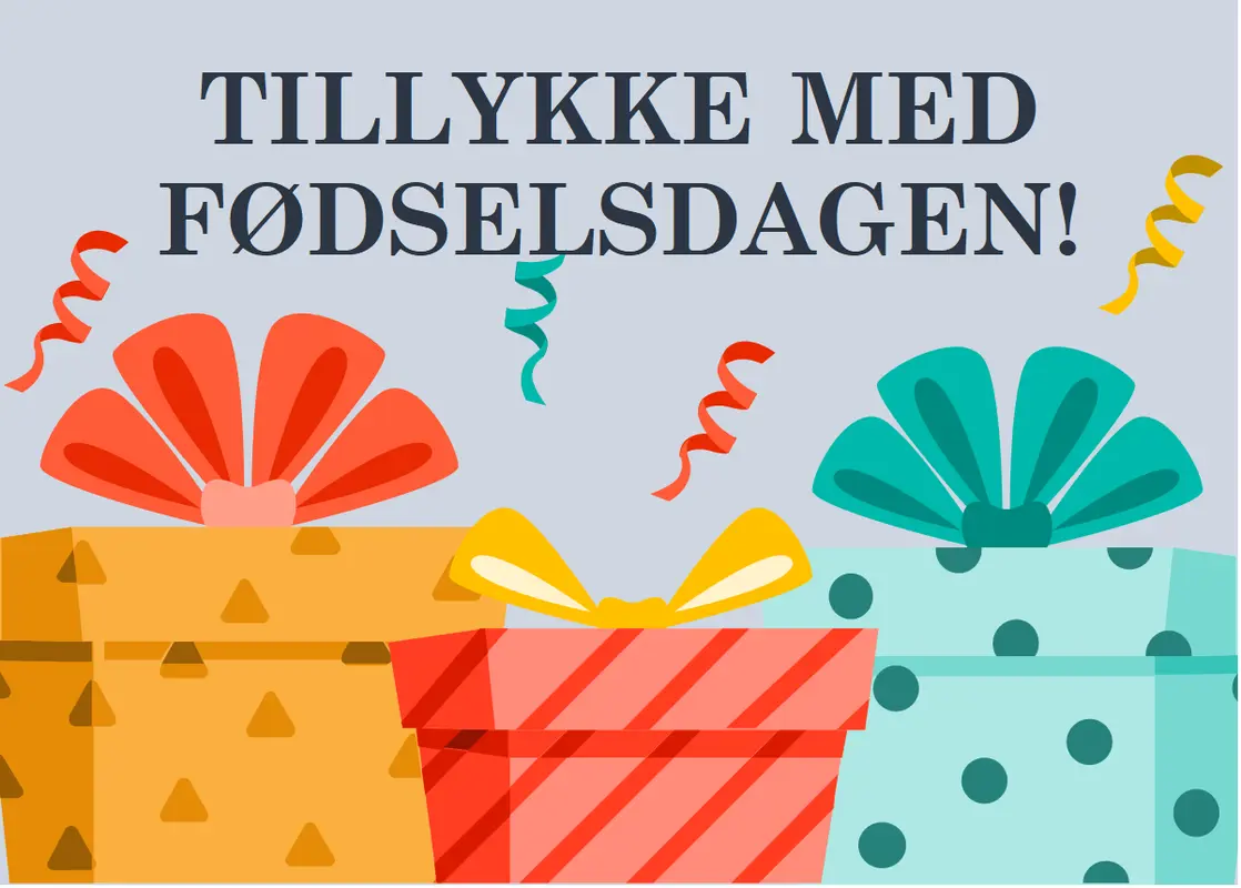 Festligt fødselsdagskort med gaver modern-simple