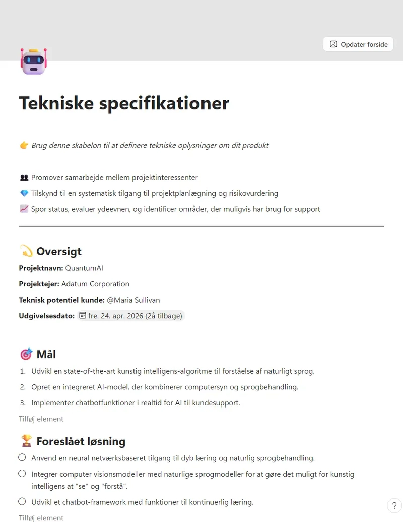 Tekniske specifikationer