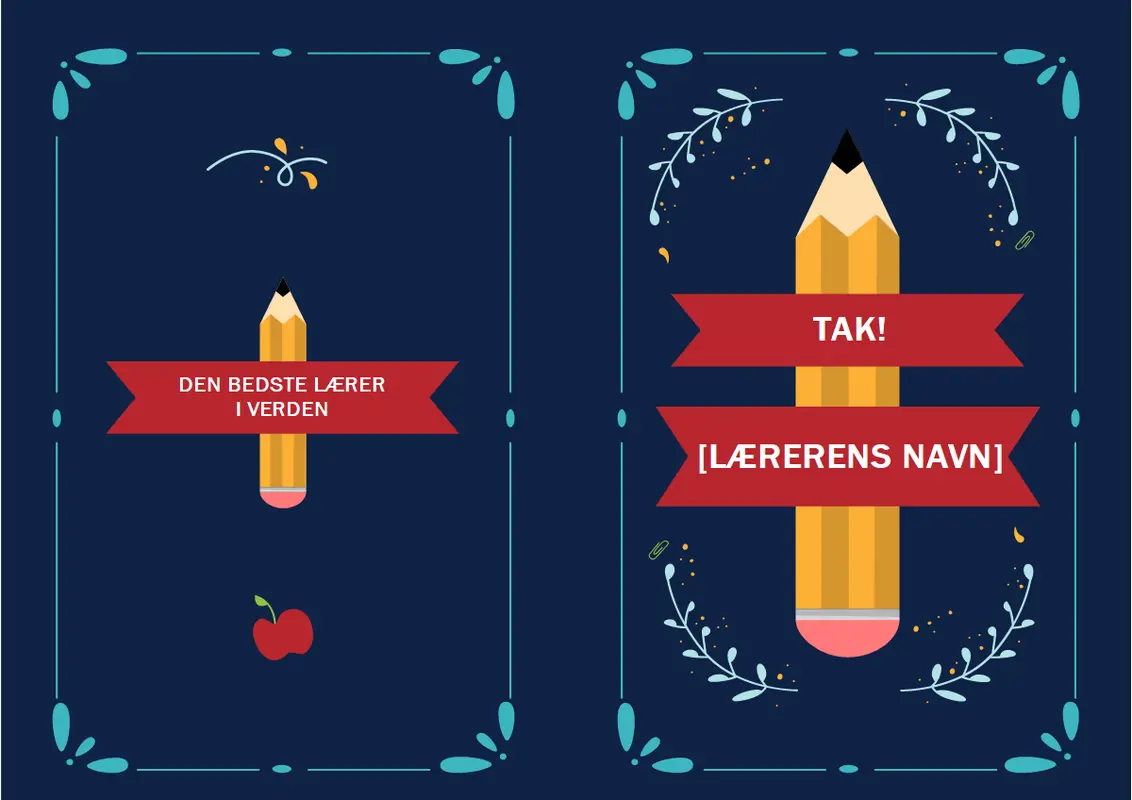 Kort til anerkendelse af lærer whimsical-line