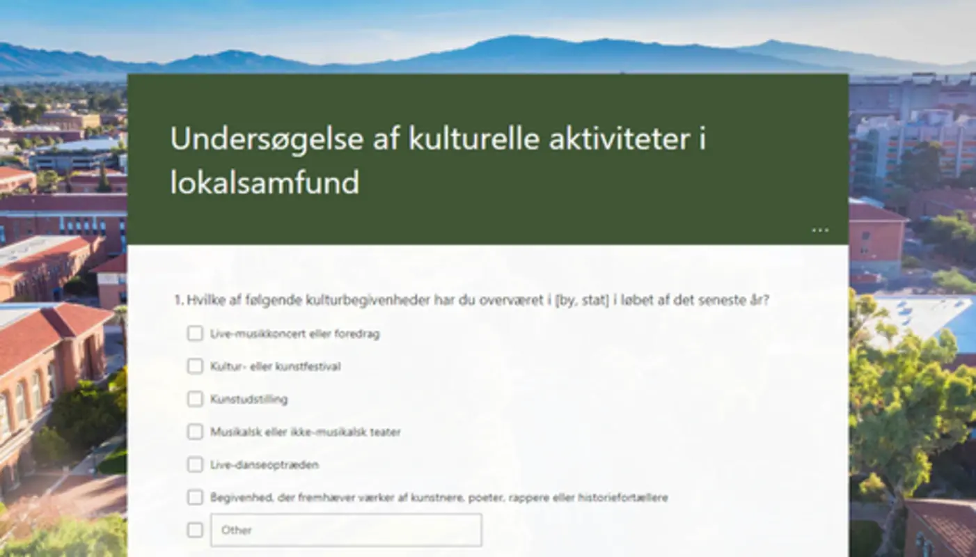 Undersøgelse af kulturelle aktiviteter i lokalsamfund green