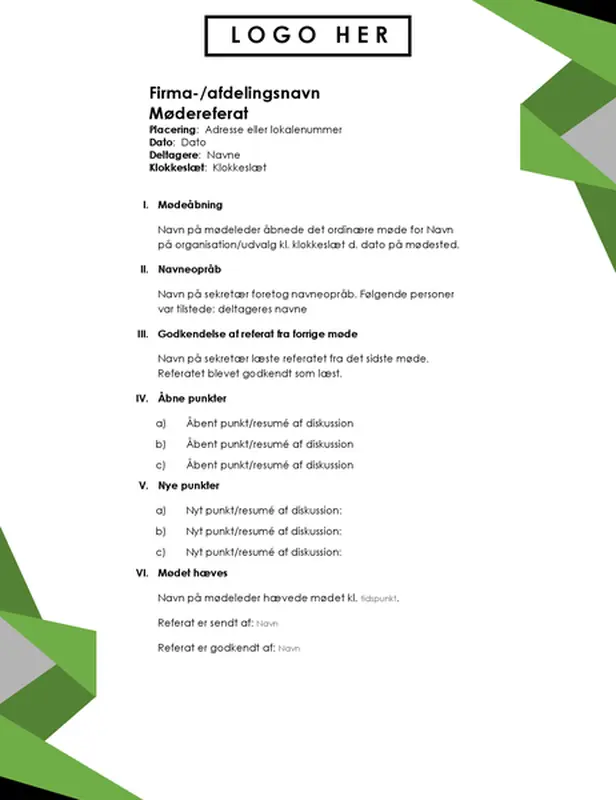 Dagsorden med trekanter