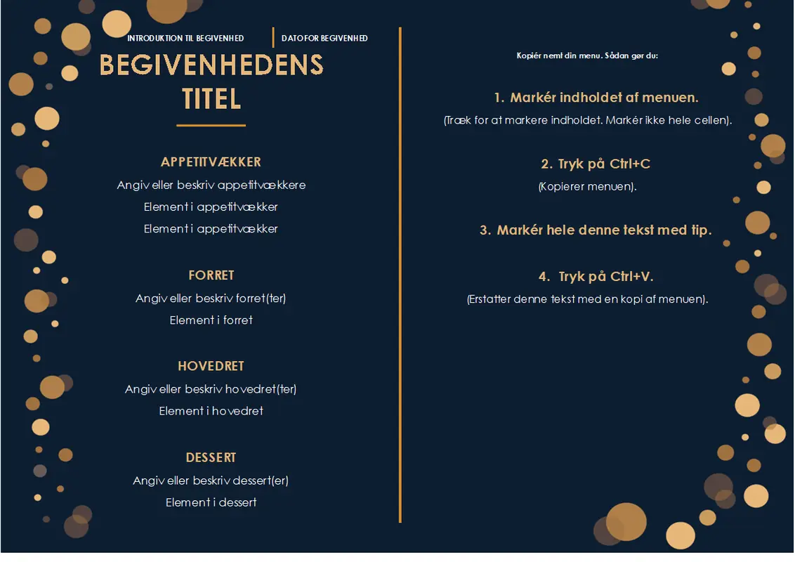 Menu (elegant festdesign, farve) modern-simple