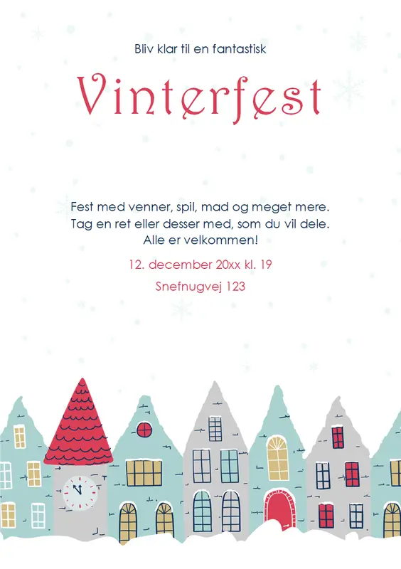 Løbeseddel om vinterfest whimsical-color-block