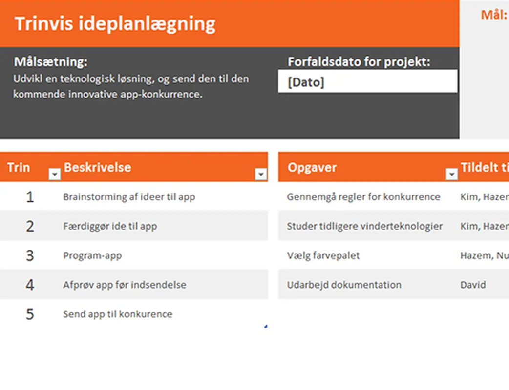 Idéplanlægger modern simple