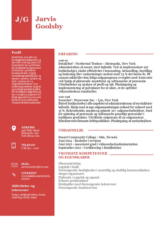 CV, der retter sig mod butikschefer modern simple