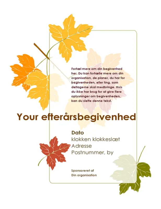 Løbeseddel til efterårsbegivenhed (med blade)