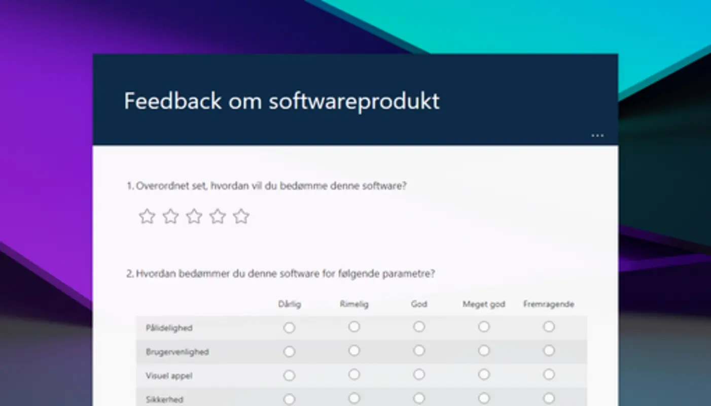 Feedback på softwareprodukt purple