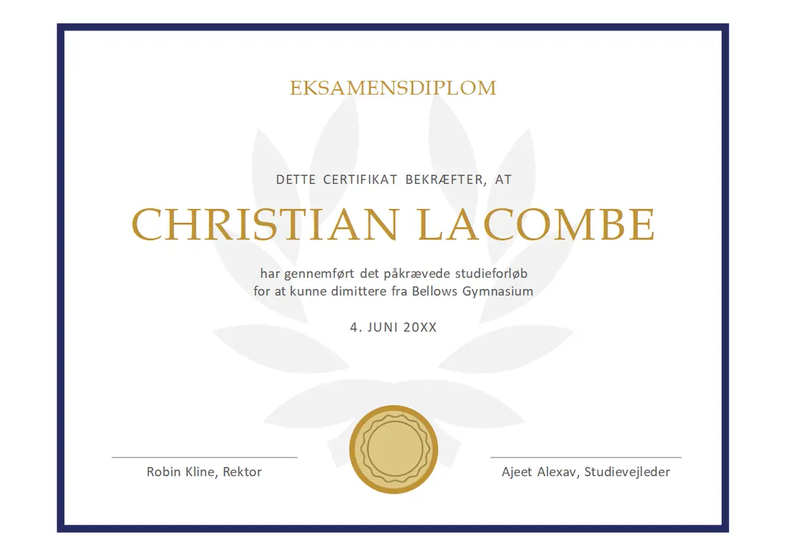 Eksamensdiplom modern simple