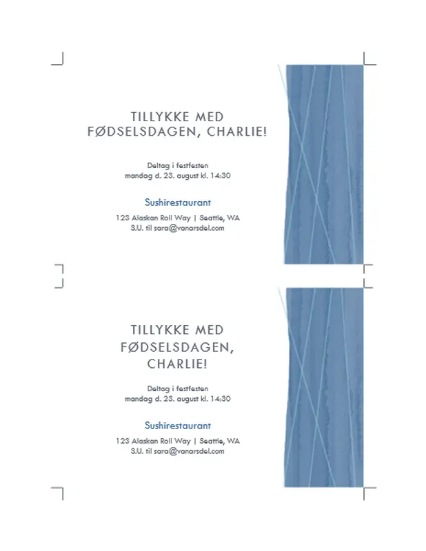 Invitationer til anerkendelsesfester (to pr. side) organic simple