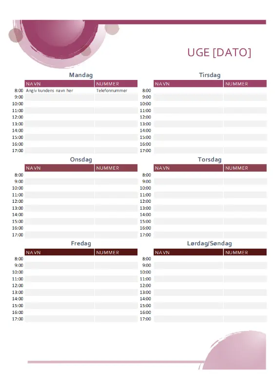 Aftalekalender i pakken Rose pink modern-simple