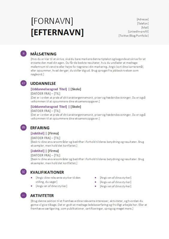 CV for studerende (Moderne design) modern simple