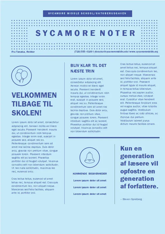 Nyhedsbrev til skolestart