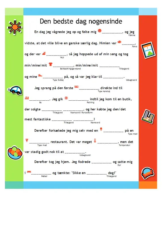 Sjov udfyldningshistorie modern simple