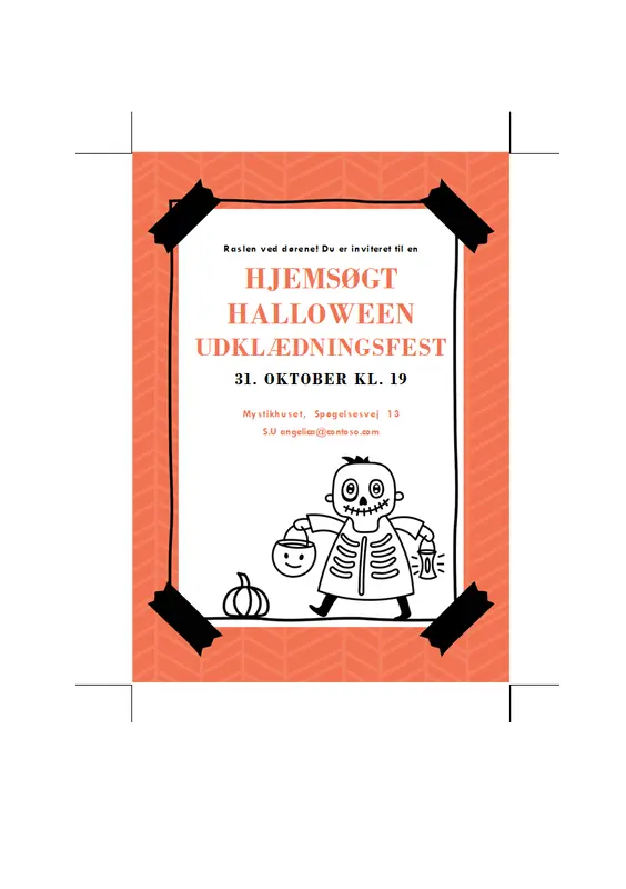 Invitation til Halloween med skeletter whimsical-line