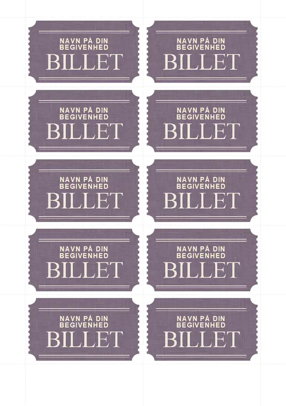 Grundlæggende billetter (ti pr. side) vintage retro