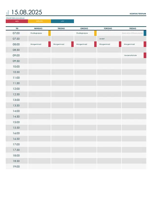 Ugentlig studieplan modern-simple