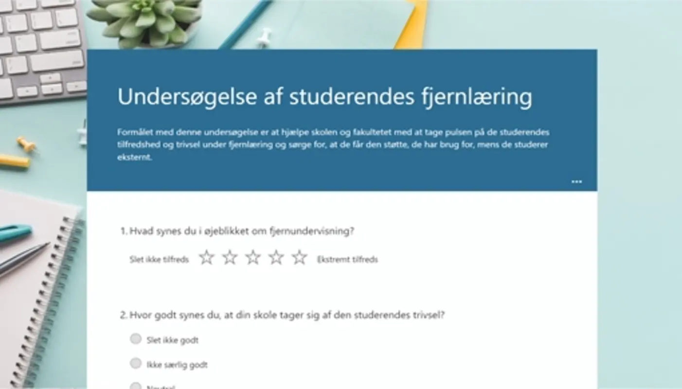 Undersøgelse af studerendes fjernlæring blue modern simple