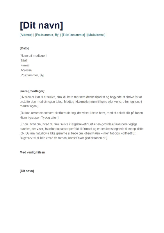 Enkelt følgebrev