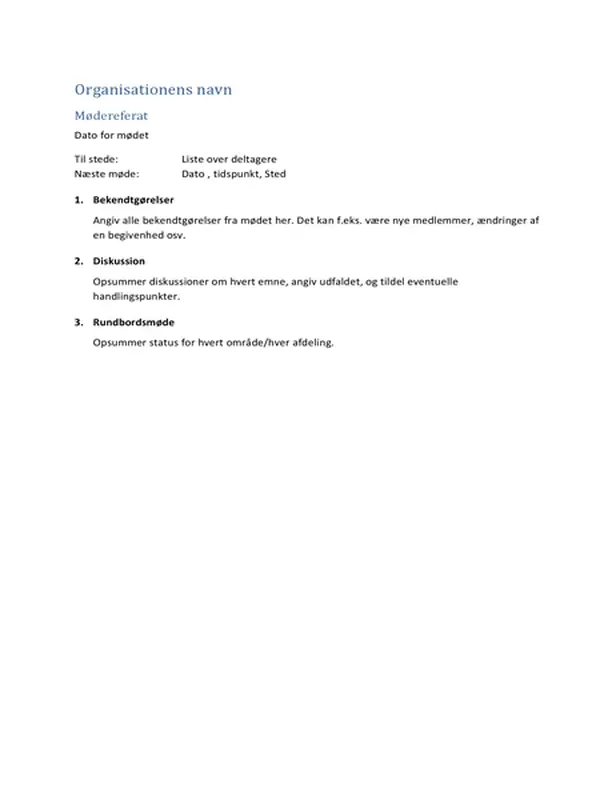 Mødeminutter (kort format)