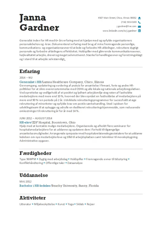 HR-orienteret CV modern simple