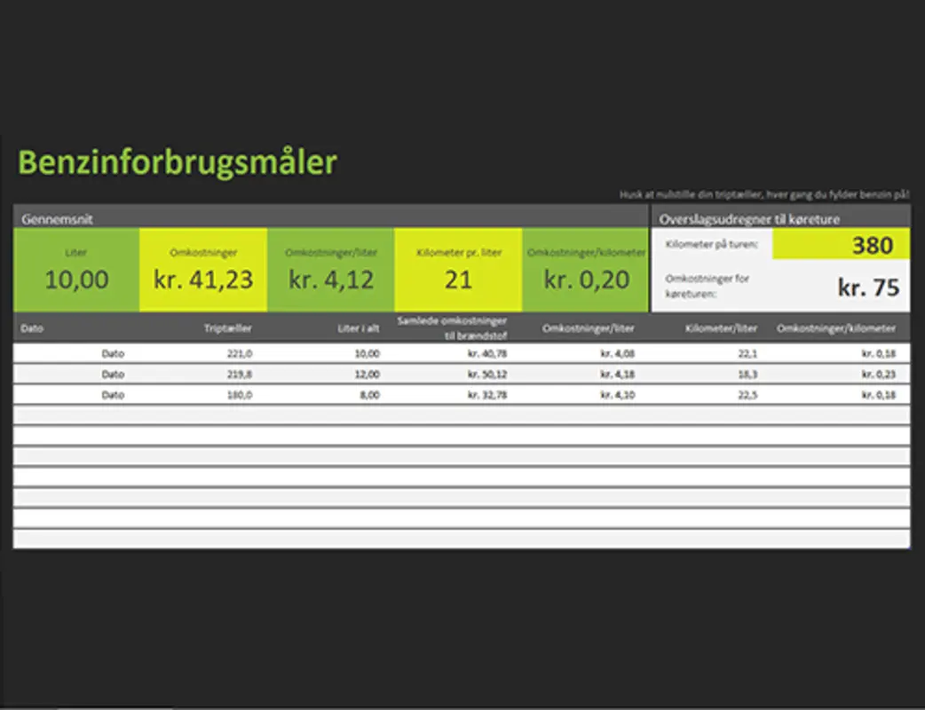 Benzinforbrugsmåler green modern simple