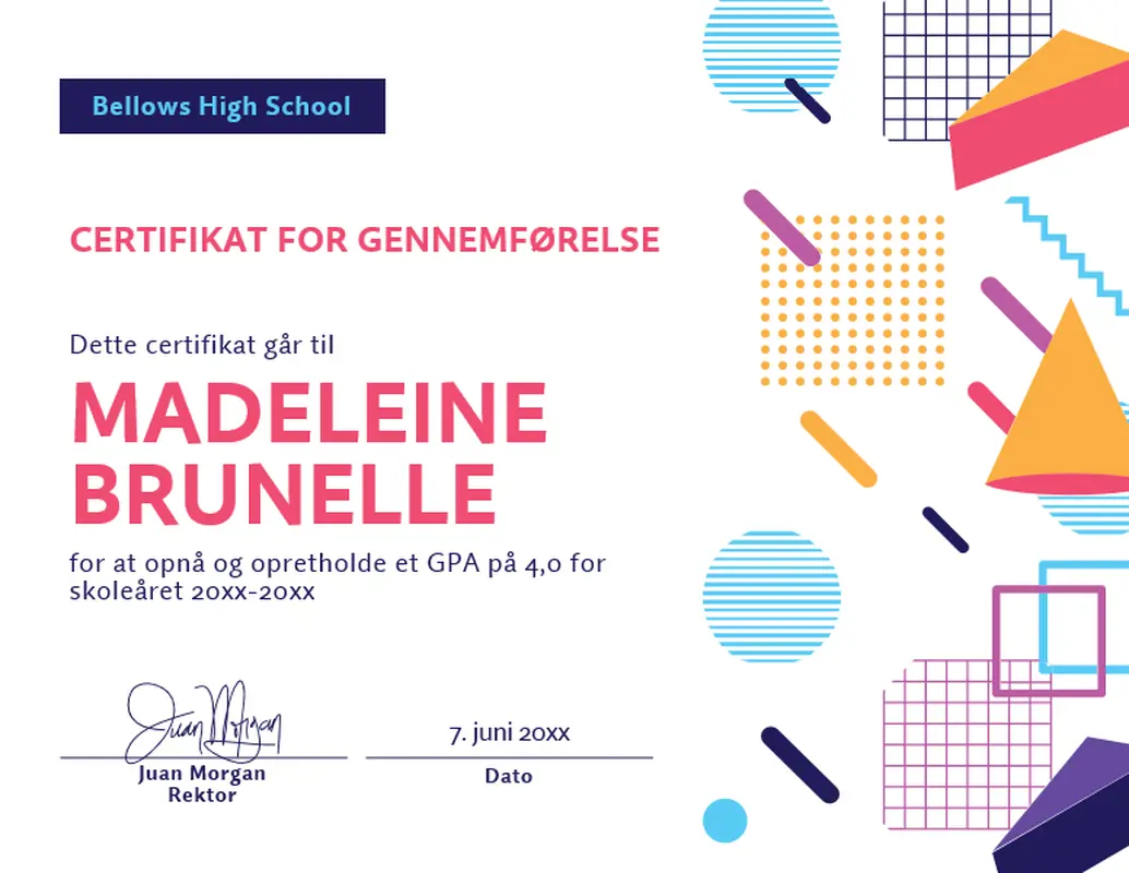 Skolecertifikater modern geometric
