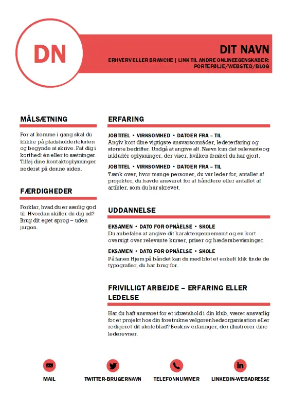 Finpudset CV – designet af MOO red modern bold
