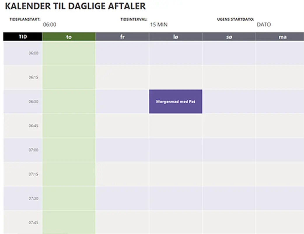 Kalender til daglige aftaler