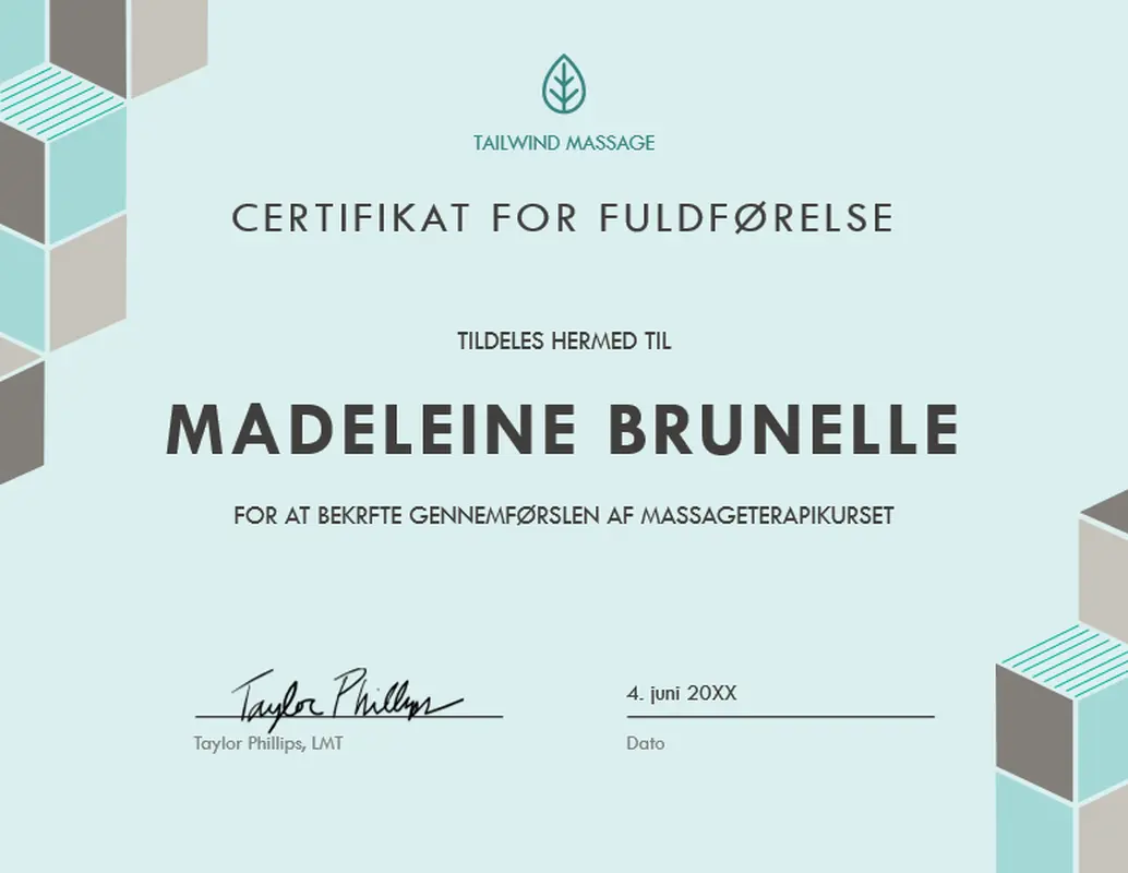 Certifikat for fuldførelse modern-geometric