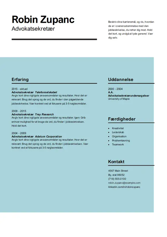 Virkningsfuldt CV modern simple