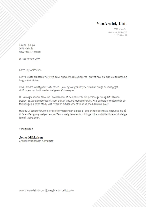 Brevhoved med nålestriber modern-geometric