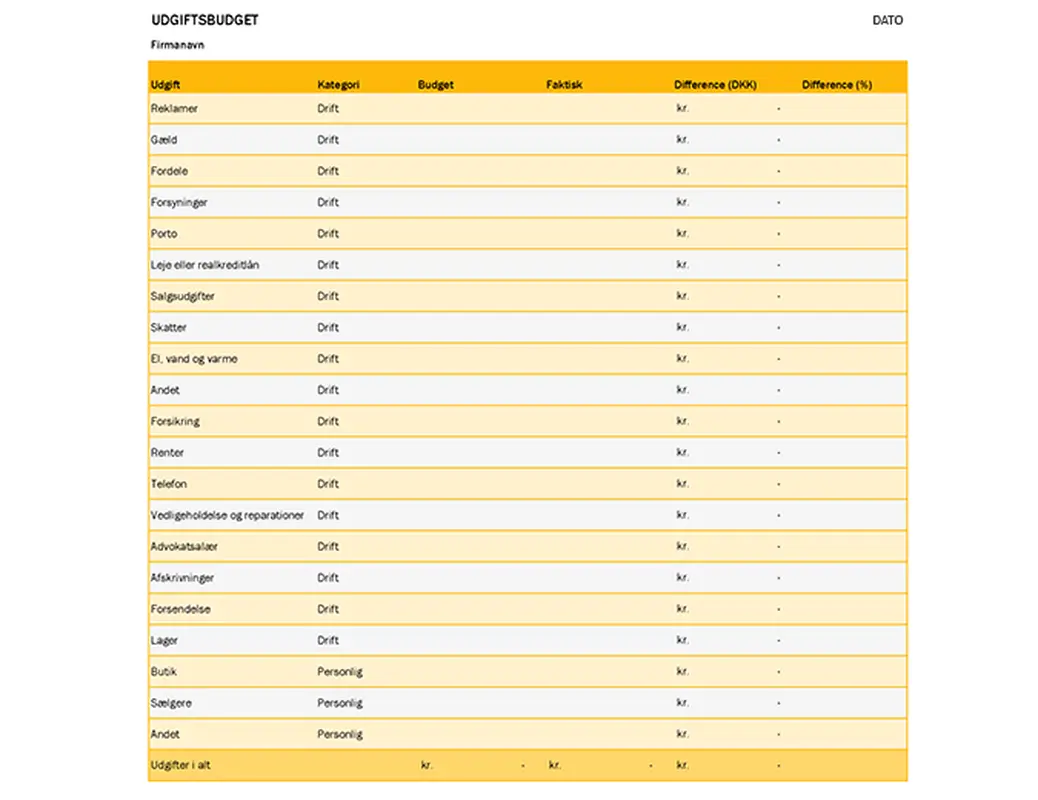 Udgiftsbudget modern simple