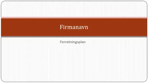 Præsentation af forretningsplan