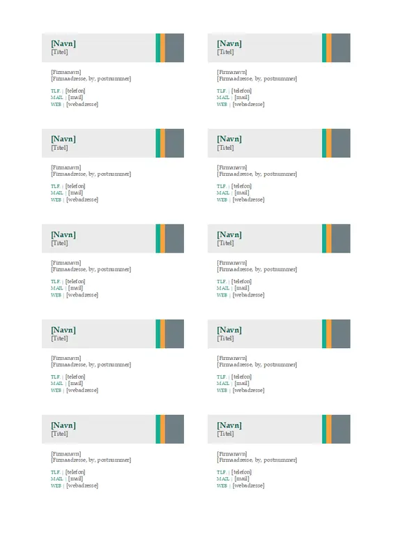 Visitkort (Design med salgsstriber, 10 pr. side) modern-simple