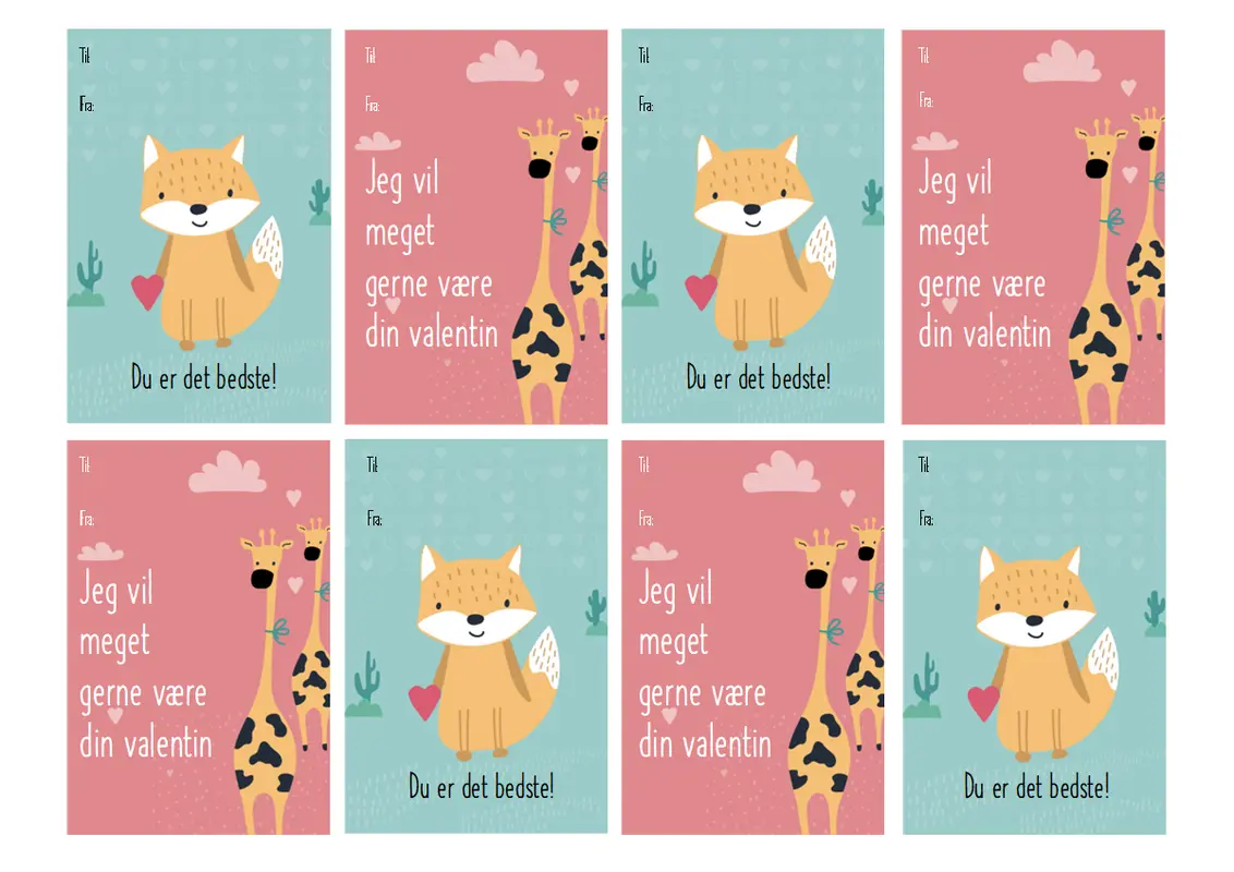 Kort til Valentinsdag for børn whimsical-color-block