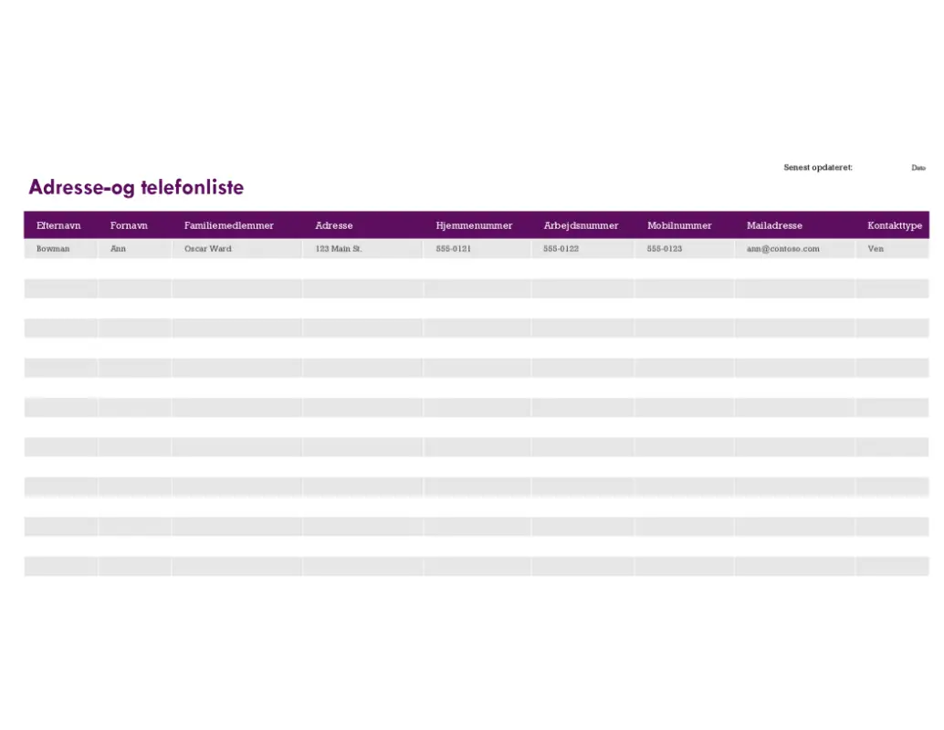 Adresse- og telefonliste purple modern simple