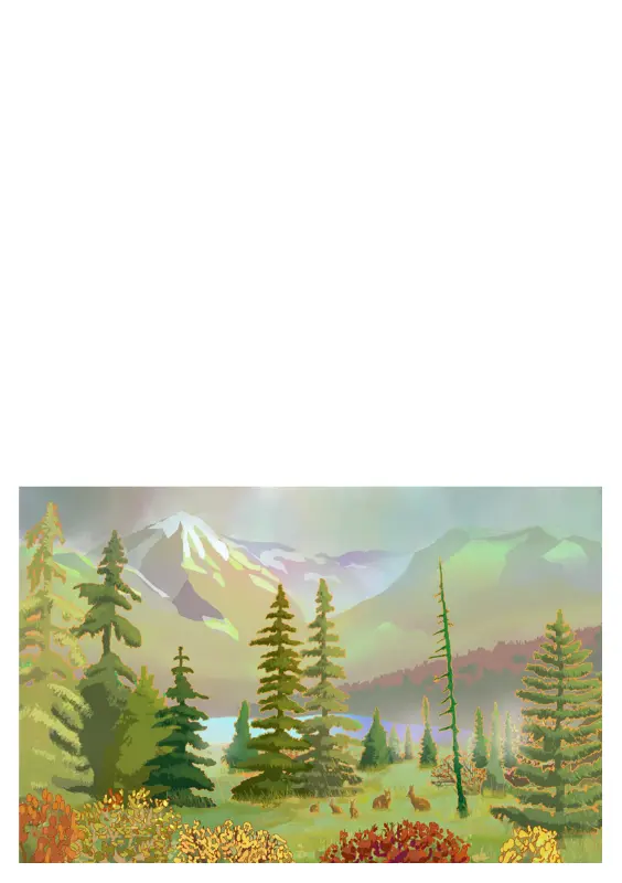 Lykønskningskort med vildmarksmotiver (foldet på midten) green whimsical-color-block