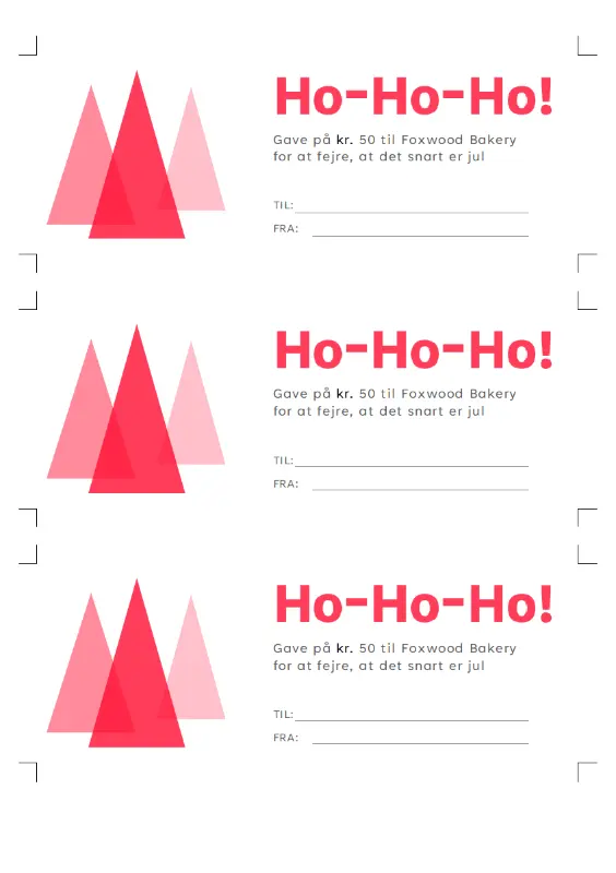 Ho Ho Ho! Gavekort til julegaver  pink modern-simple