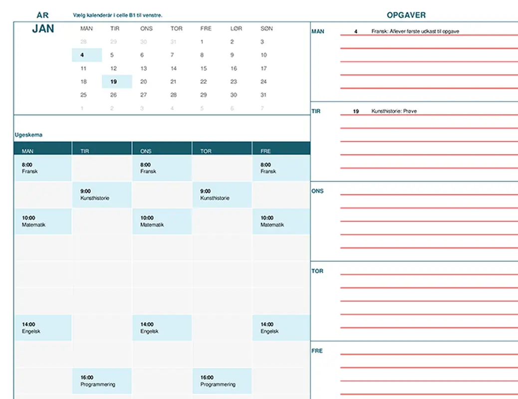 Elevkalender (månedlig)