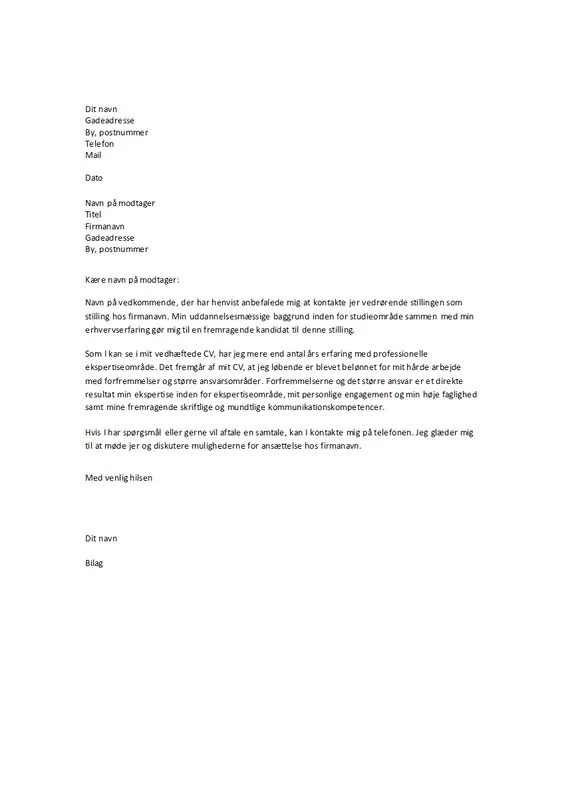 CV-følgebrev, når du er blevet henvist
